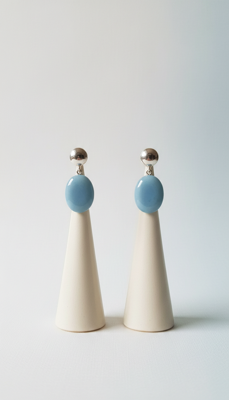 Mist Blue Stone Drop Earrings